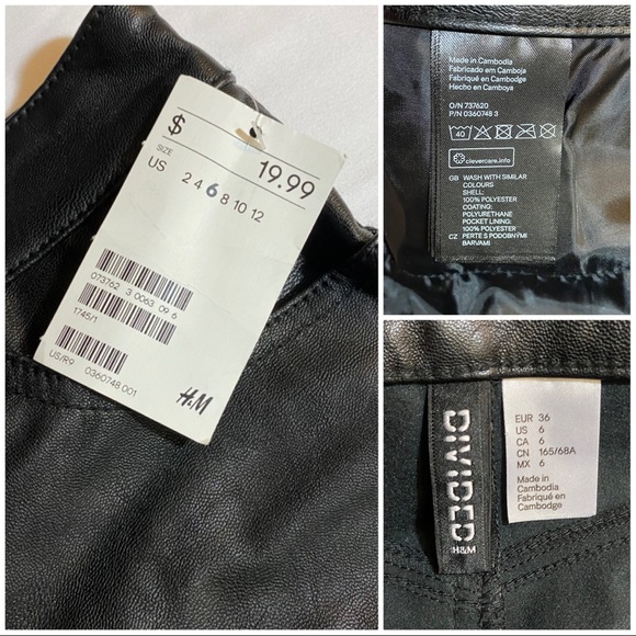 NWT Divided by H&M Faux Leather Cuffed Shorts Size 6 Black - Picture 6 of 6